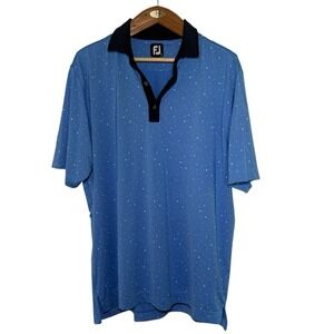 FootJoy Performance Blue Dots Golf Polo Shirt Men's‎ XL Stretch EUC